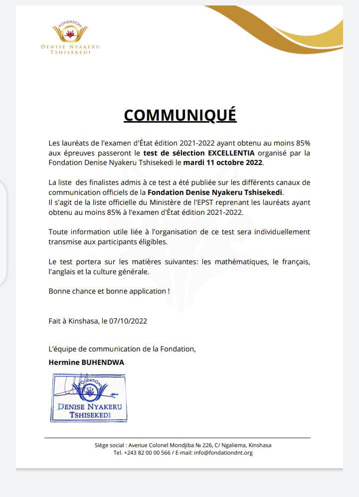 Ci-dessous le communiqué 